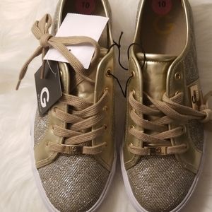 NWT G by Guess Gold Sparkle Sneakers size 10